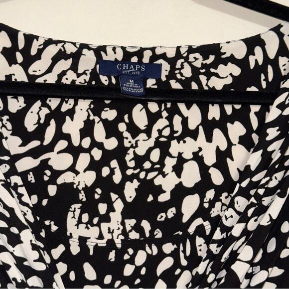 Chaps Black and White Long Sleeve Jersey Dress Size M - Picture 4 of 4